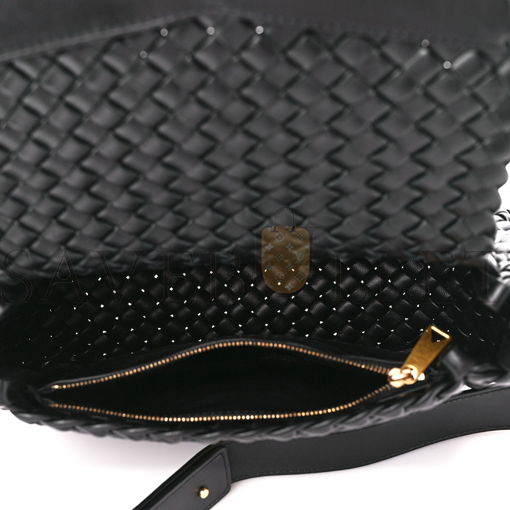 bo*te*ga Ve*ne*ta nappa intrecciato small cobble shoulder bag black (26*21*9cm)